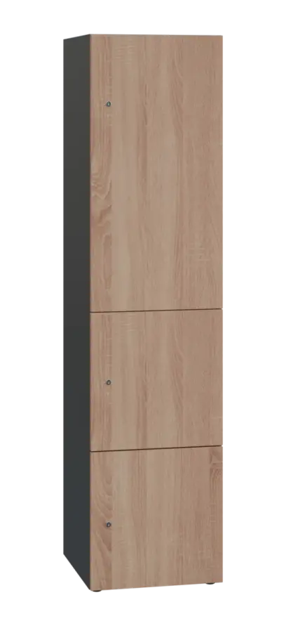 DOMINIT 431 úložná skříň 3-boxová, 1817x450x400 mm, korpus antracit, dvířka dub bardolino